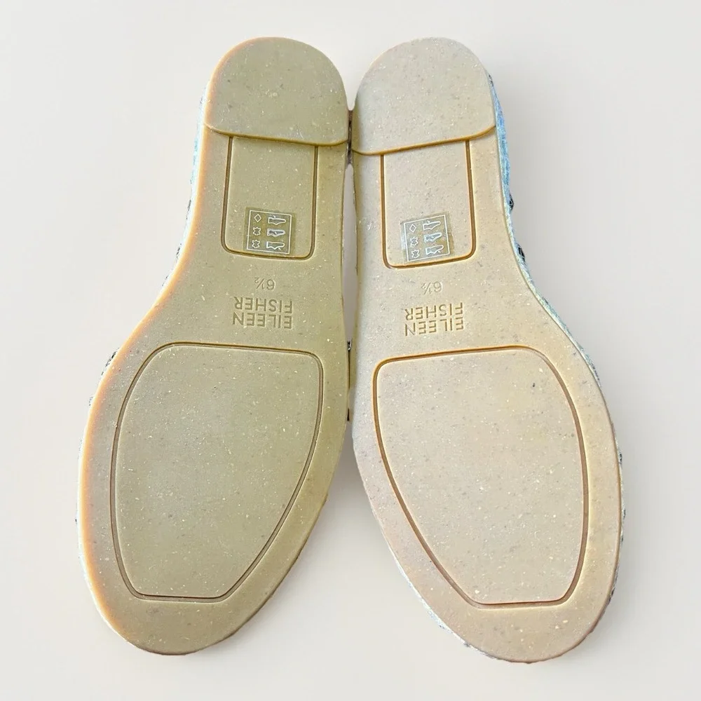 Eileen Fisher Lee Espadrille Denim‎ Flat Sandals Size 6.5